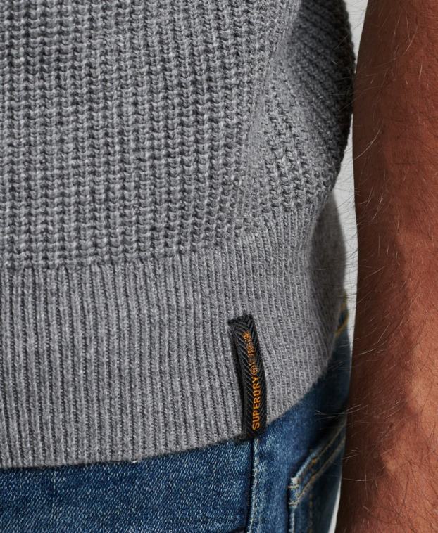 hombres Superdry gris jersey de punto con textura vintage 2R68Z1236