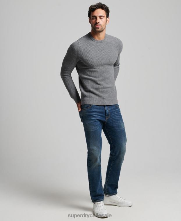 hombres Superdry gris jersey de punto con textura vintage 2R68Z1236
