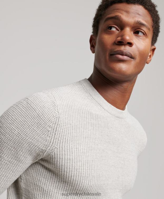 hombres Superdry gris jersey de punto con textura vintage 2R68Z1238