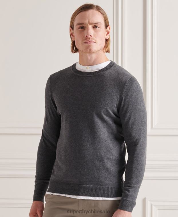 hombres Superdry gris oscuro jersey de punto de algodón 2R68Z5321