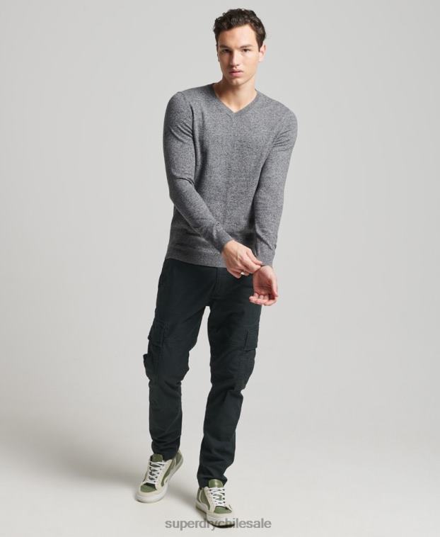 hombres Superdry gris oscuro jersey vintage de mezcla de cachemira y algodón orgánico 2R68Z5277