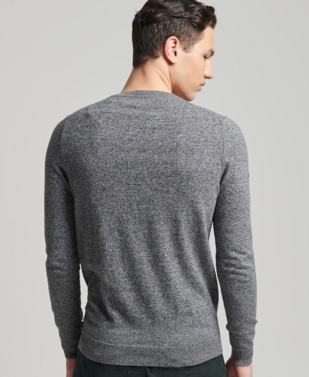 hombres Superdry gris oscuro jersey vintage de mezcla de cachemira y algodón orgánico 2R68Z5277