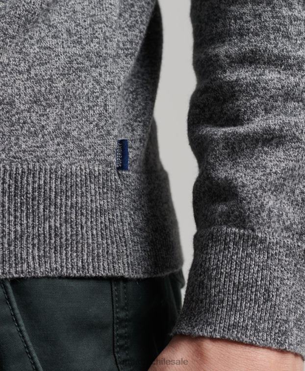 hombres Superdry gris oscuro jersey vintage de mezcla de cachemira y algodón orgánico 2R68Z5277