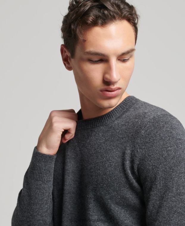 hombres Superdry gris oscuro suéter con cuello redondo de lana de cordero 2R68Z5274