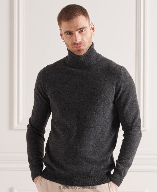 hombres Superdry gris oscuro suéter con cuello vuelto 2R68Z5304