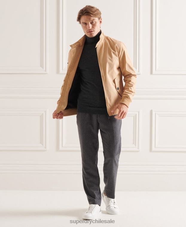 hombres Superdry gris oscuro suéter con cuello vuelto de merino studios 2R68Z1326