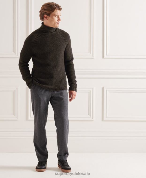 hombres Superdry gris oscuro suéter grueso con cuello vuelto de Studios 2R68Z5329
