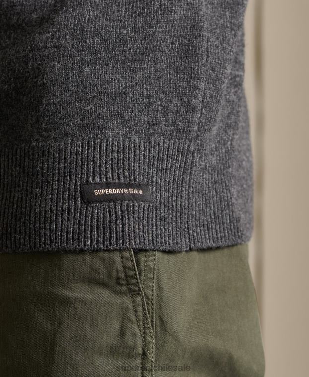 hombres Superdry gris oscuro suéter ligero de lana de cordero 2R68Z5314