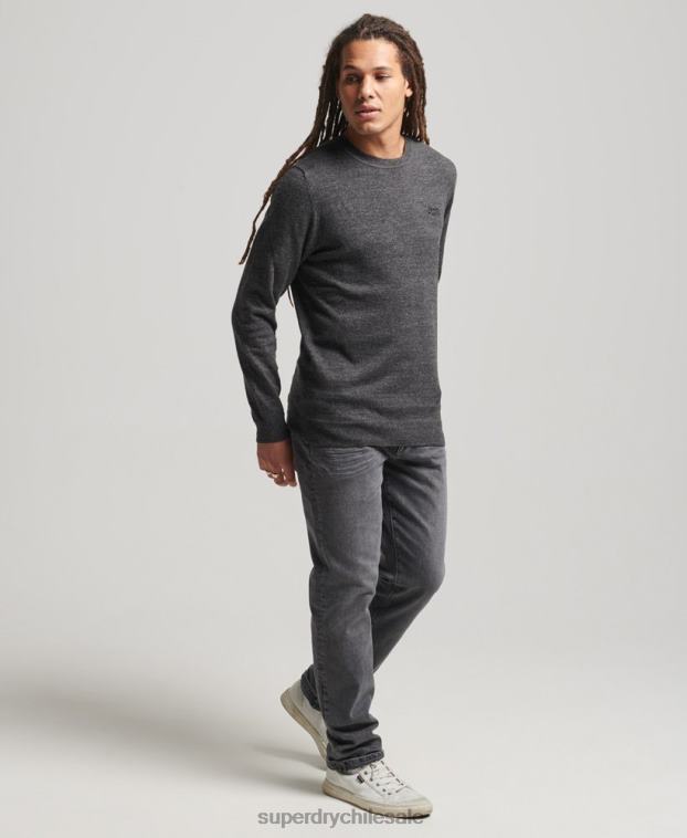 hombres Superdry gris suéter con etiqueta naranja 2R68Z5335