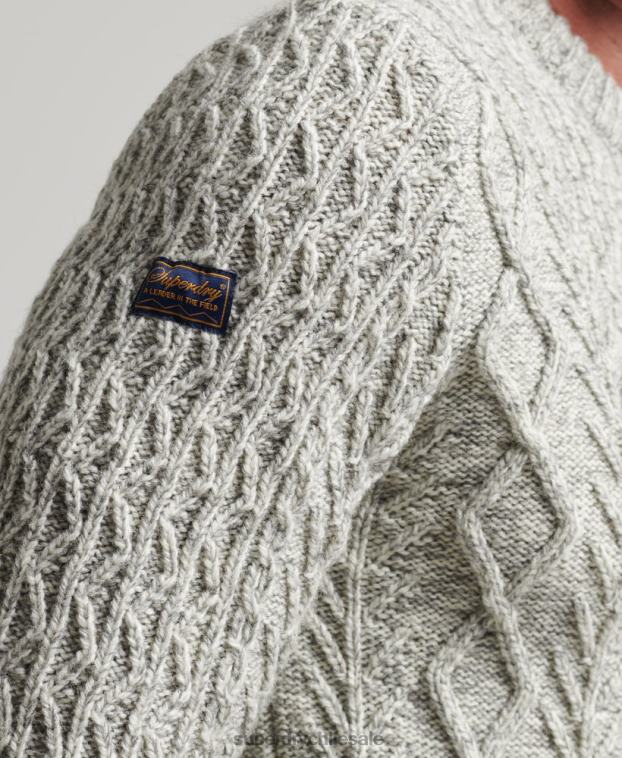 hombres Superdry gris suéter jacob cable crew 2R68Z5250