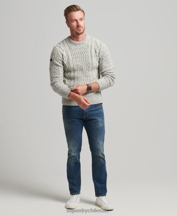 hombres Superdry gris suéter jacob cable crew 2R68Z5250