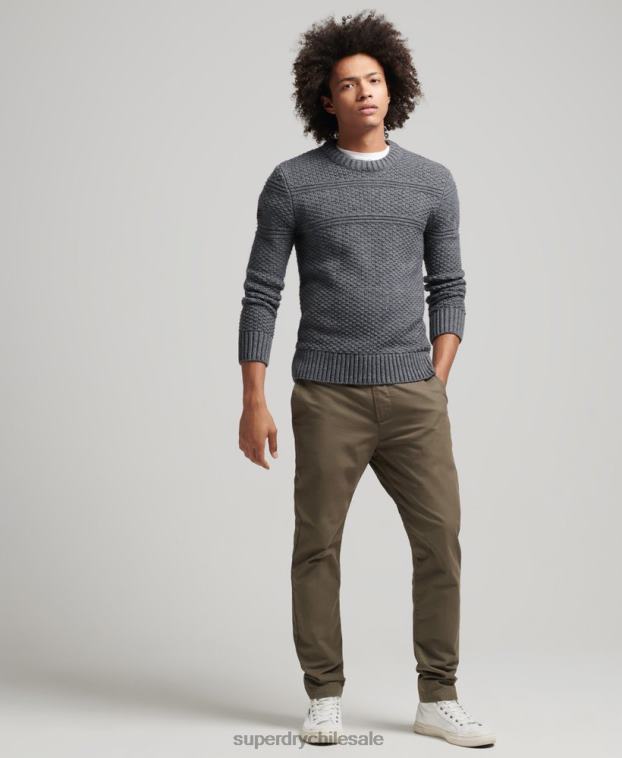 hombres Superdry gris suéter jacob cable crew 2R68Z5265