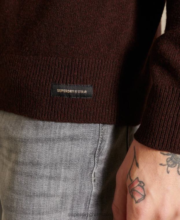 hombres Superdry marrón suéter ligero de lana de cordero 2R68Z5292