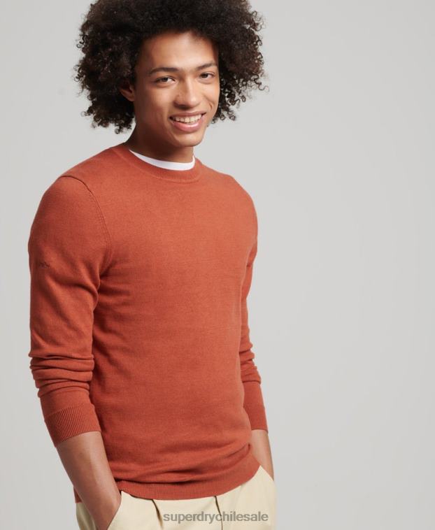 hombres Superdry naranja jersey con cuello redondo de cashmere y algodón orgánico 2R68Z1243