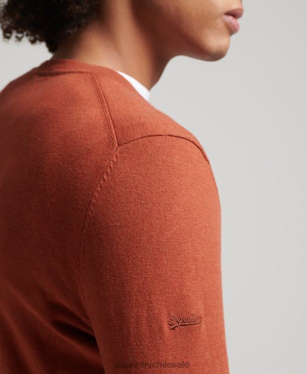 hombres Superdry naranja jersey con cuello redondo de cashmere y algodón orgánico 2R68Z1243