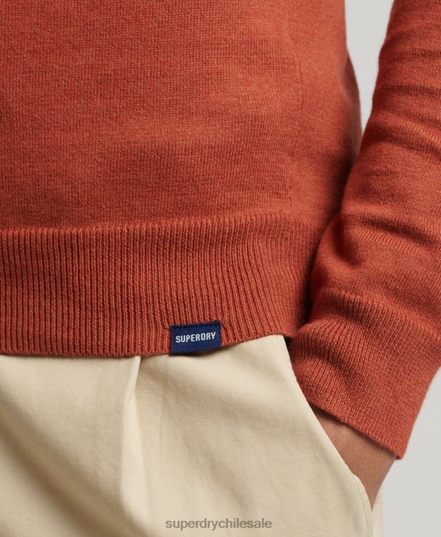 hombres Superdry naranja jersey con cuello redondo de cashmere y algodón orgánico 2R68Z1243
