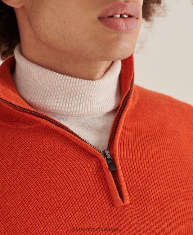 hombres Superdry naranja jersey con cuello tunecino de lana merino studios 2R68Z5288