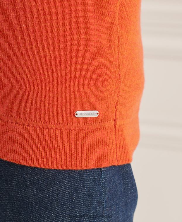 hombres Superdry naranja jersey con cuello tunecino de lana merino studios 2R68Z5288