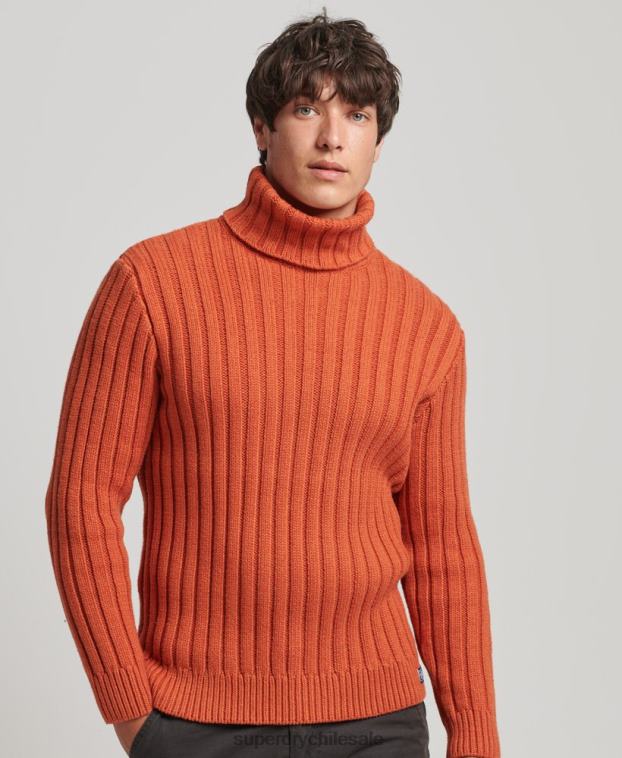 hombres Superdry naranja jersey de mezcla de merino con cuello vuelto 2R68Z5239