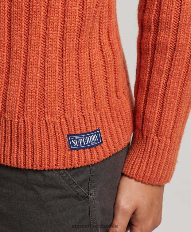 hombres Superdry naranja jersey de mezcla de merino con cuello vuelto 2R68Z5239