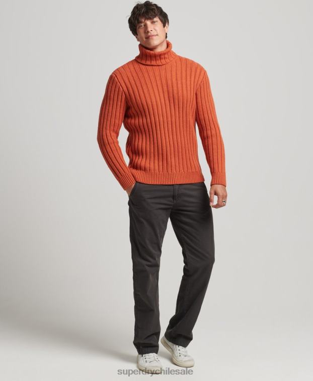 hombres Superdry naranja jersey de mezcla de merino con cuello vuelto 2R68Z5239