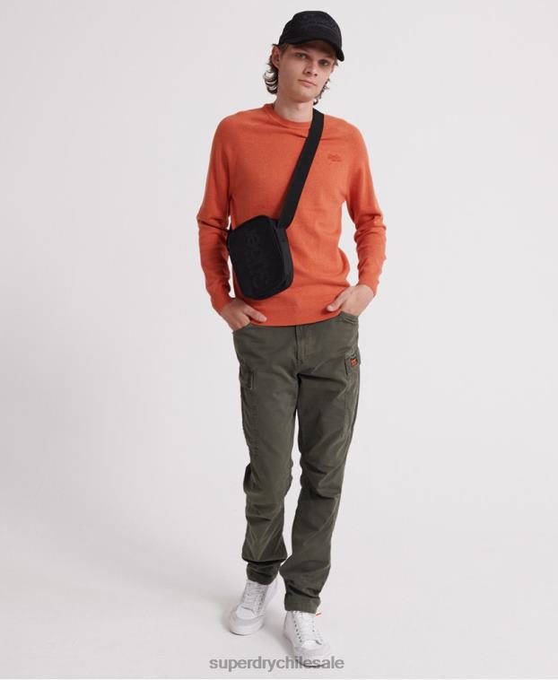 hombres Superdry naranja suéter con cuello redondo de algodón con etiqueta naranja 2R68Z1359
