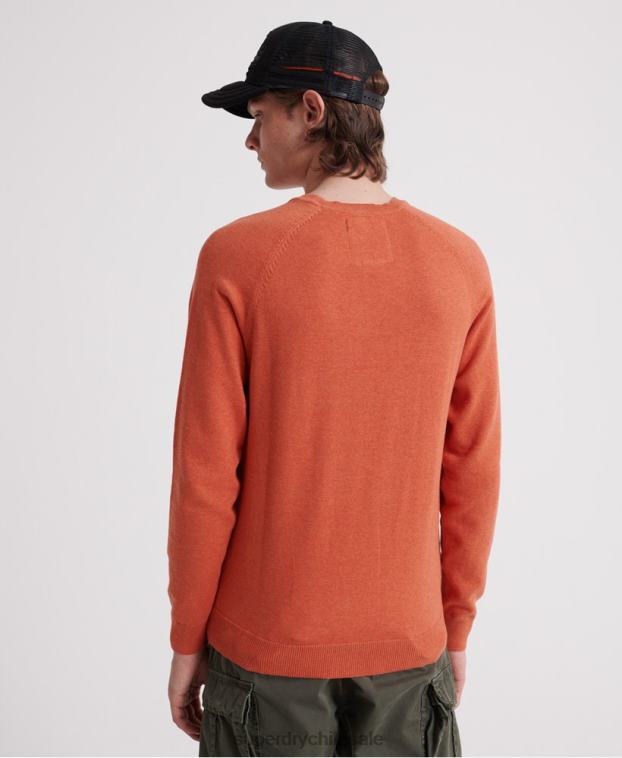 hombres Superdry naranja suéter con cuello redondo de algodón con etiqueta naranja 2R68Z1359