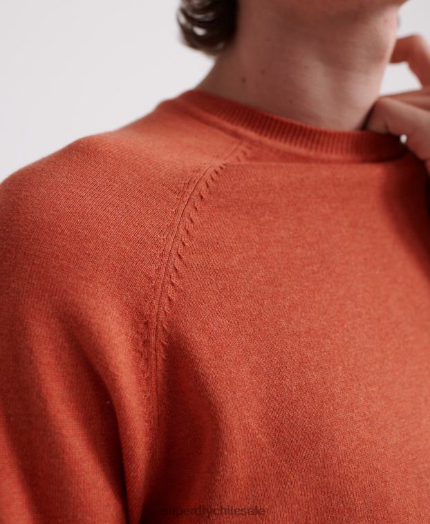 hombres Superdry naranja suéter con cuello redondo de algodón con etiqueta naranja 2R68Z1359