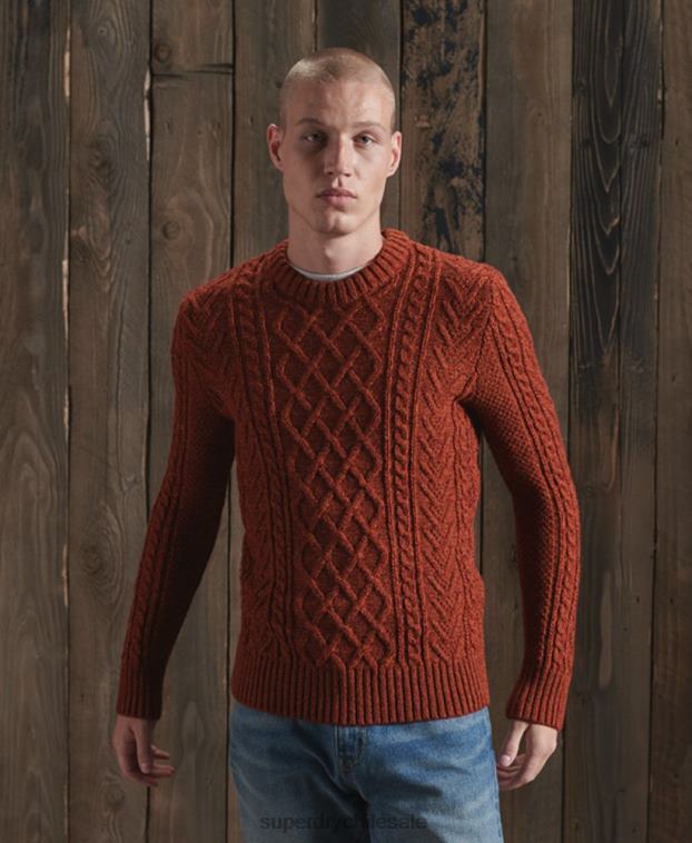 hombres Superdry naranja suéter jacob cable crew 2R68Z5348