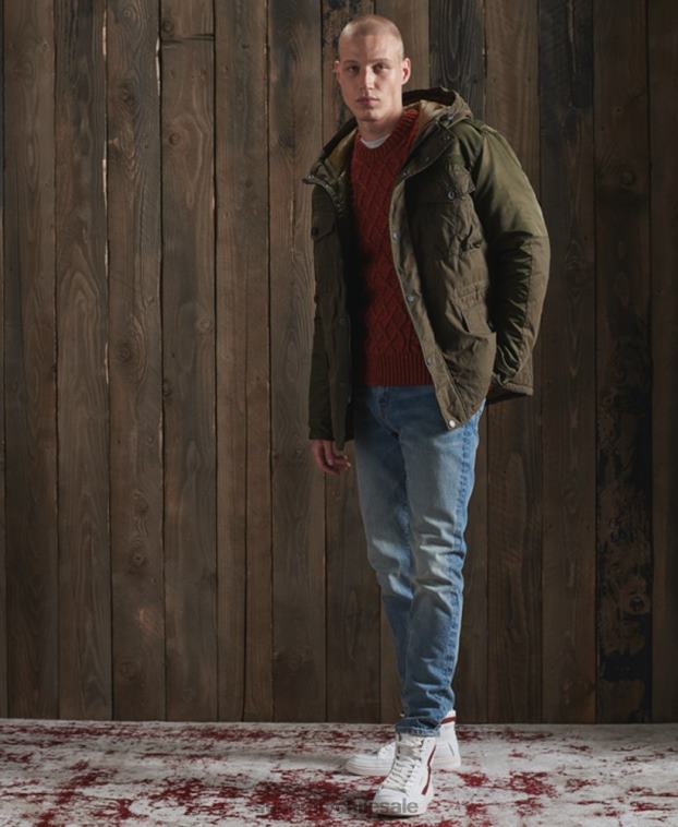 hombres Superdry naranja suéter jacob cable crew 2R68Z5348