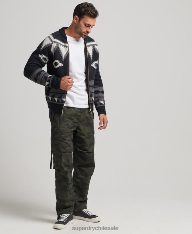 hombres Superdry negro cárdigan con cremallera y esmoquin estampado 2R68Z5263