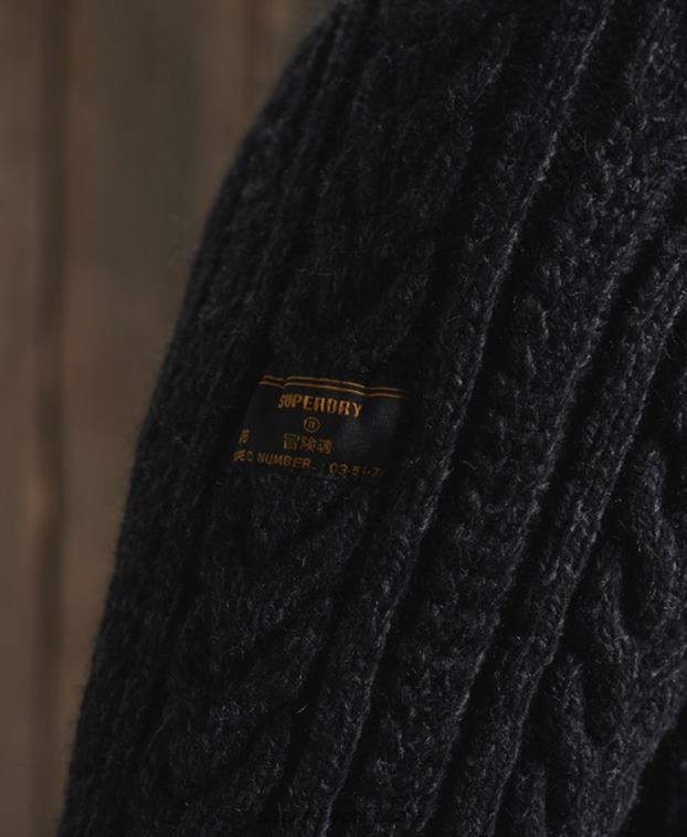 hombres Superdry negro jersey con cuello henley de jacob 2R68Z1350