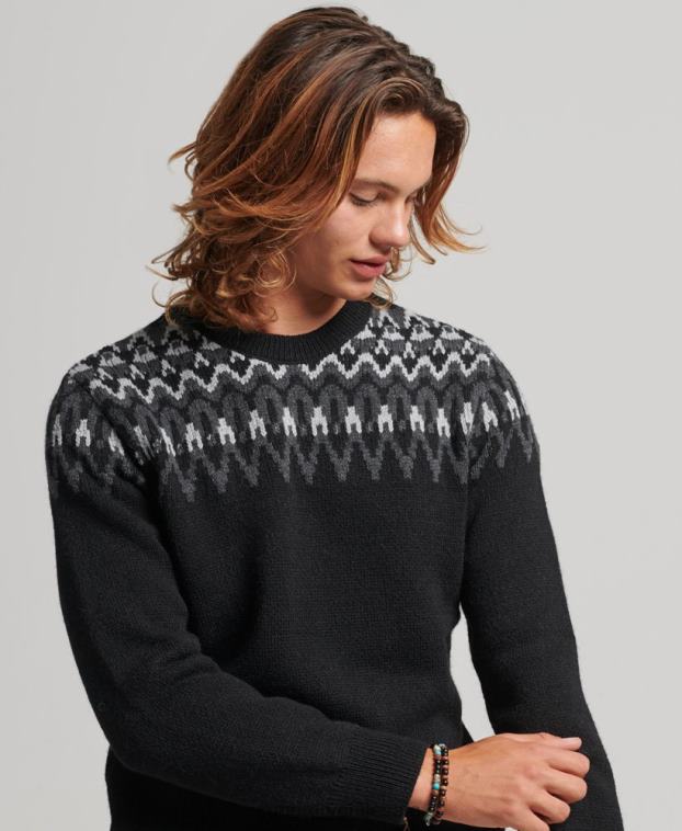 hombres Superdry negro jersey de punto con cuello alzado 2R68Z5246