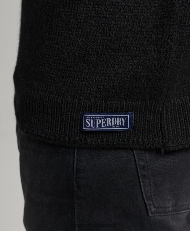 hombres Superdry negro jersey de punto con cuello alzado 2R68Z5246