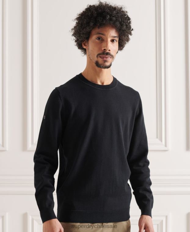 hombres Superdry negro jersey de punto de algodón 2R68Z5338