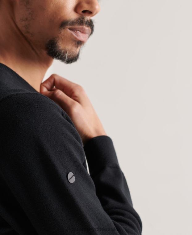 hombres Superdry negro jersey de punto de algodón 2R68Z5338
