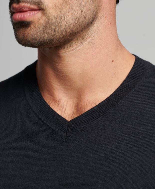 hombres Superdry negro jersey vintage de mezcla de cachemira y algodón orgánico 2R68Z5275