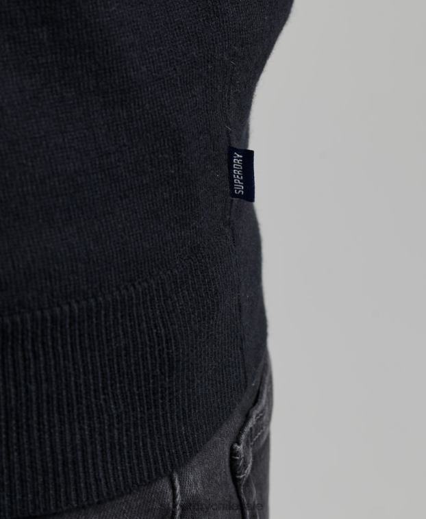 hombres Superdry negro jersey vintage de mezcla de cachemira y algodón orgánico 2R68Z5275