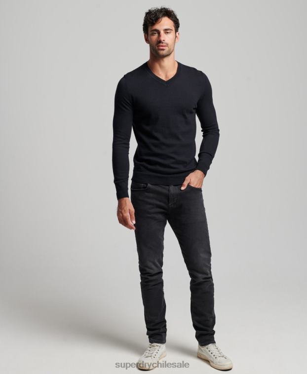 hombres Superdry negro jersey vintage de mezcla de cachemira y algodón orgánico 2R68Z5275