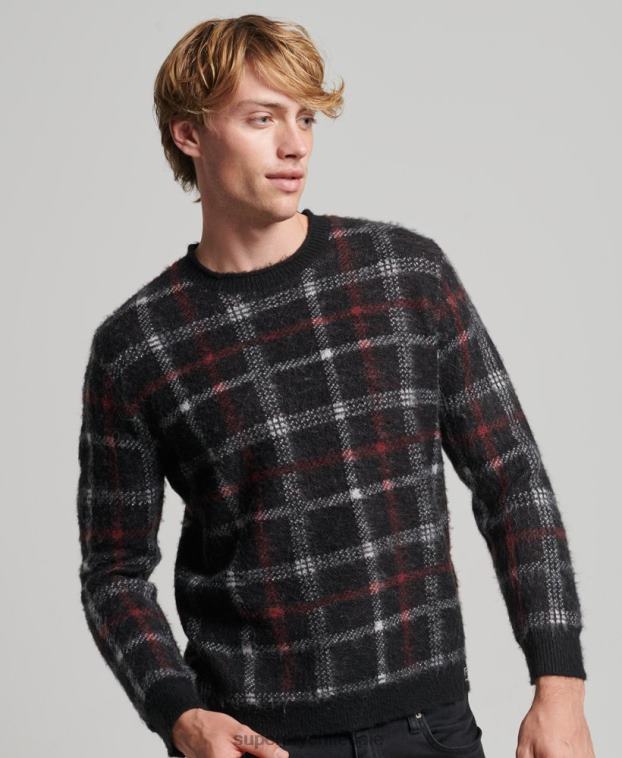 hombres Superdry negro suéter con cuello redondo y motivo 2R68Z1279