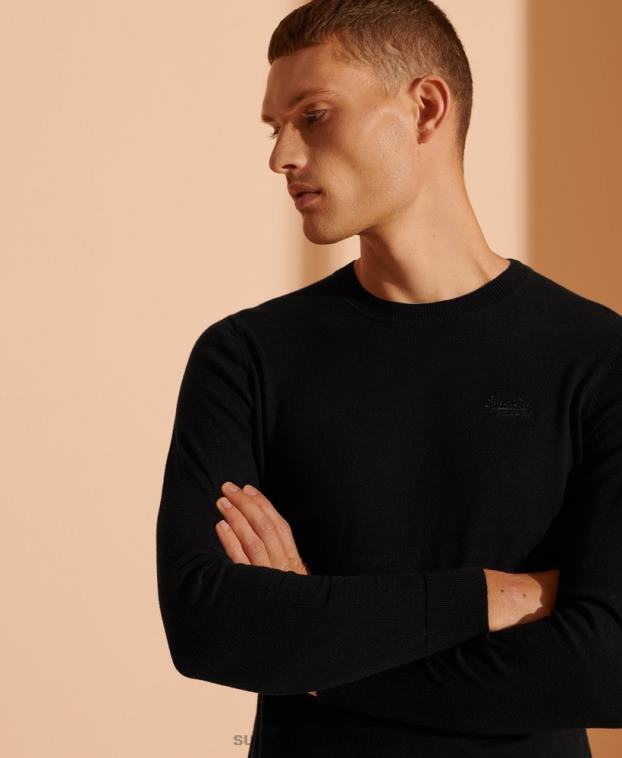 hombres Superdry negro suéter con etiqueta naranja 2R68Z5327