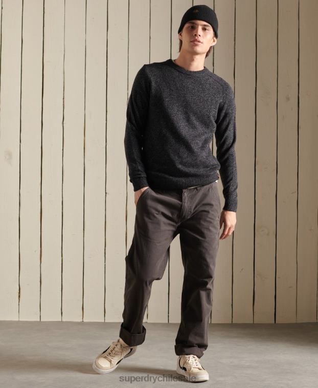 hombres Superdry negro suéter harlo crew 2R68Z5326