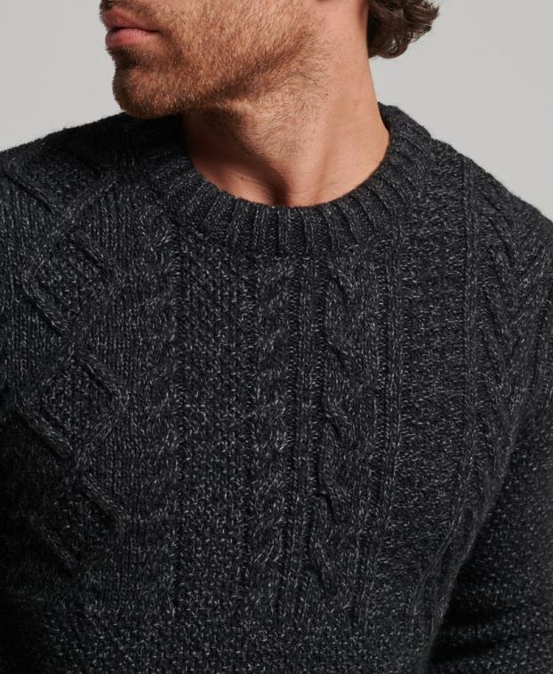 hombres Superdry negro suéter jacob crew 2R68Z1259