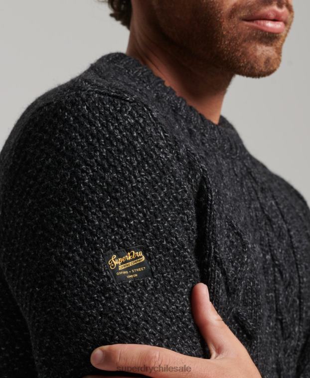 hombres Superdry negro suéter jacob crew 2R68Z1259