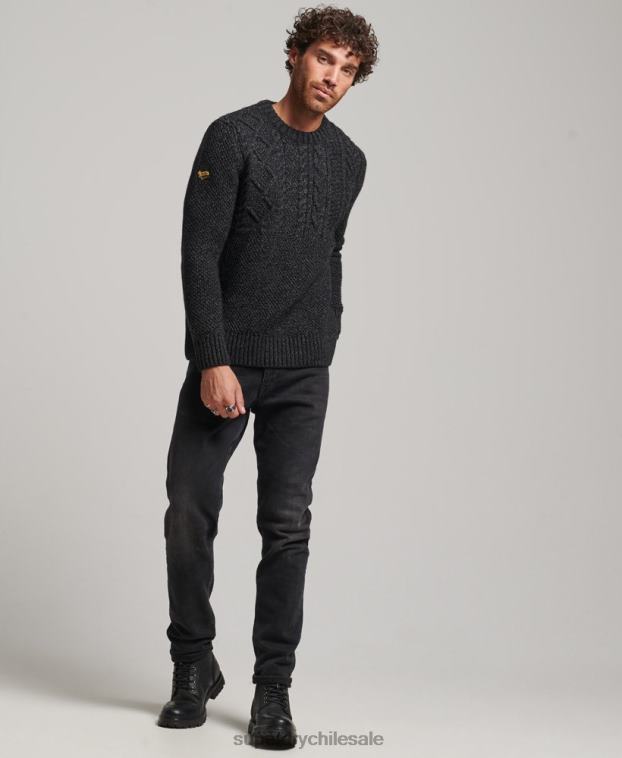 hombres Superdry negro suéter jacob crew 2R68Z1259
