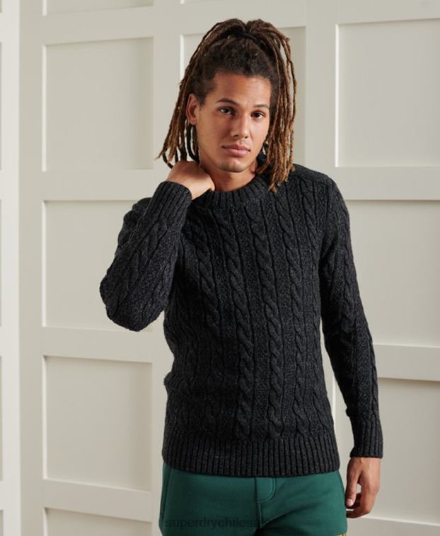 hombres Superdry negro suéter jacob crew 2R68Z5325