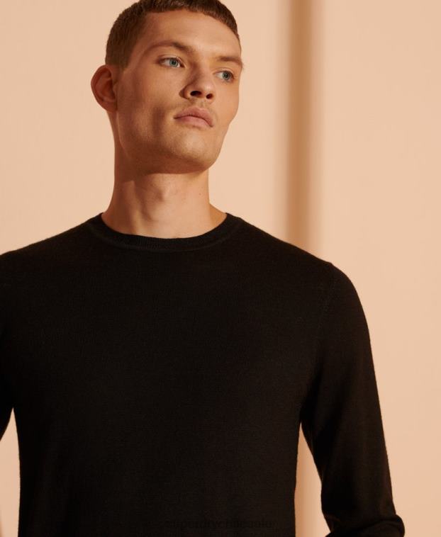 hombres Superdry negro suéter ligero de merino 2R68Z1338