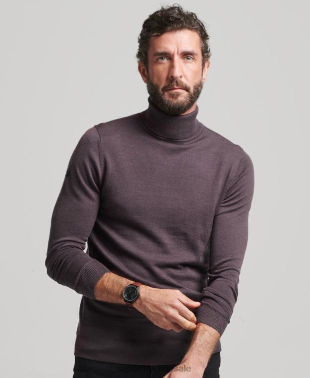 hombres Superdry púrpura jersey de merino con cuello vuelto 2R68Z1298