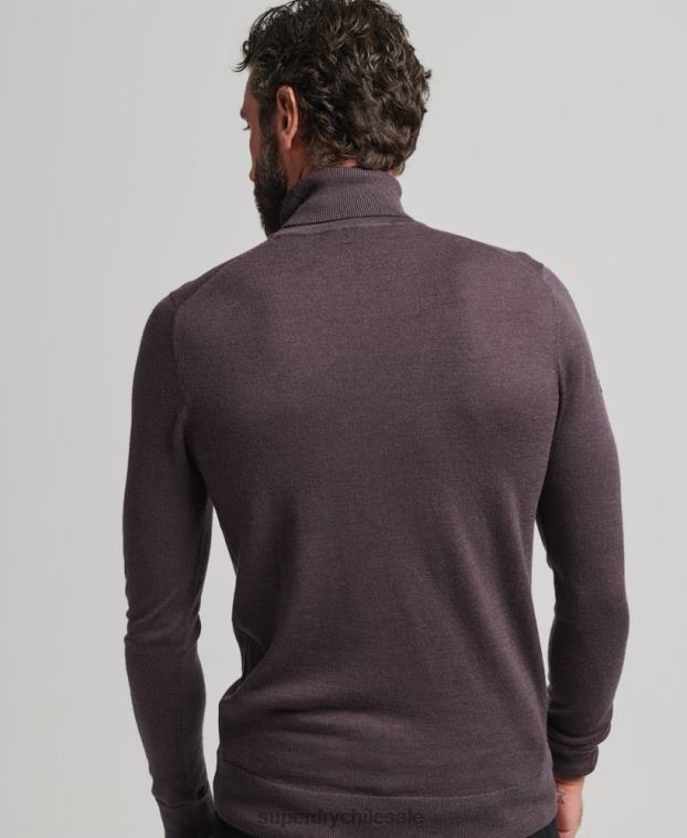 hombres Superdry púrpura jersey de merino con cuello vuelto 2R68Z1298
