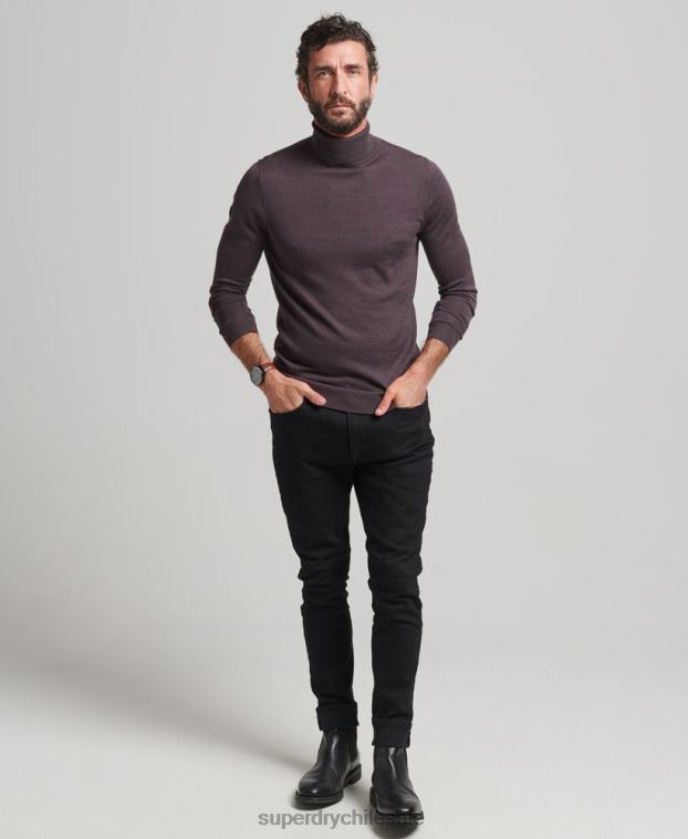 hombres Superdry púrpura jersey de merino con cuello vuelto 2R68Z1298